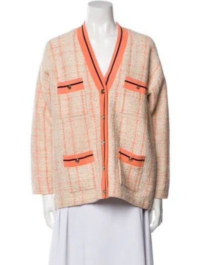 Pre-owned Sandro Tweed Pattern Blazer In Orange