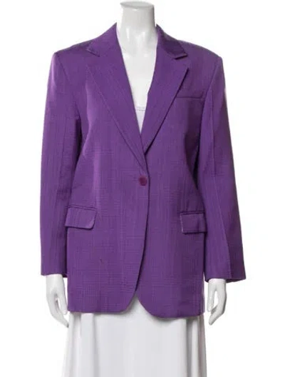Pre-owned Sandro Tweed Pattern Blazer In Purple