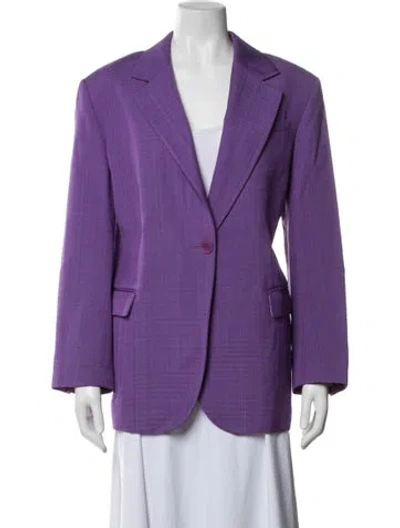 Pre-owned Sandro Tweed Pattern Blazer In Purple