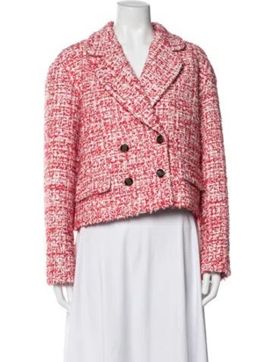 Pre-owned Sandro Tweed Pattern Blazer In Red