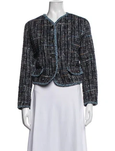 Pre-owned Sandro Tweed Pattern Blazer In White