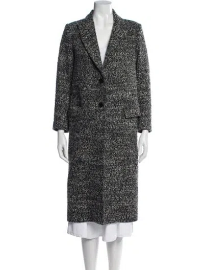 Pre-owned Sandro Tweed Pattern Coat In Gray