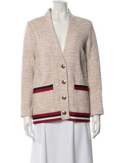 Pre-owned Sandro Tweed Pattern Coat In Neutral