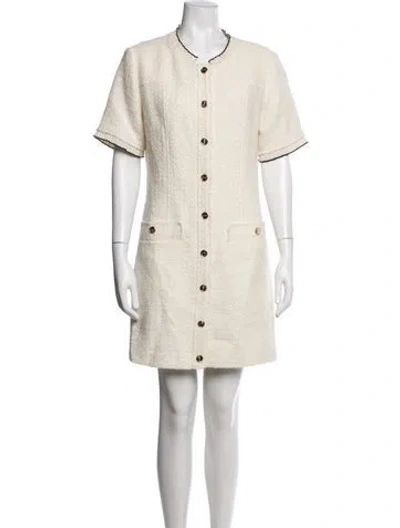 Pre-owned Sandro Tweed Pattern Coat In Neutrals