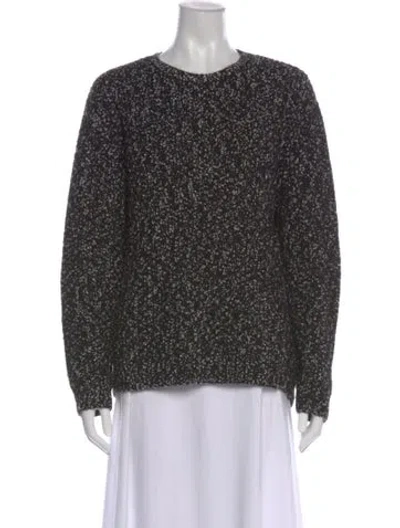 Pre-owned Sandro Tweed Pattern Crew Neck Top In Black