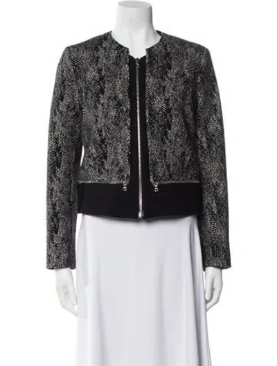 Pre-owned Sandro Tweed Pattern Evening Jacket In Black