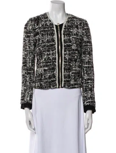Pre-owned Sandro Tweed Pattern Evening Jacket In Black