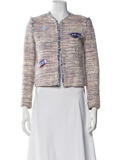 Pre-owned Sandro Tweed Pattern Evening Jacket In Blue