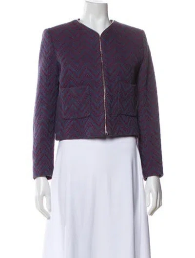 Pre-owned Sandro Tweed Pattern Evening Jacket In Blue