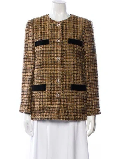 Pre-owned Sandro Tweed Pattern Evening Jacket In Brown