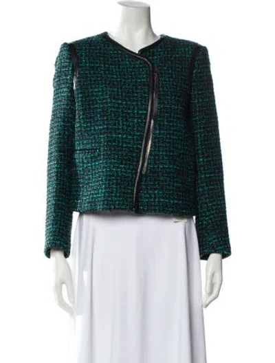 Pre-owned Sandro Tweed Pattern Evening Jacket In Green