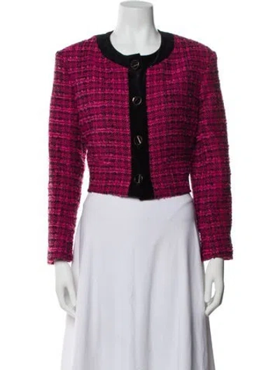 Pre-owned Sandro Tweed Pattern Evening Jacket In Pink