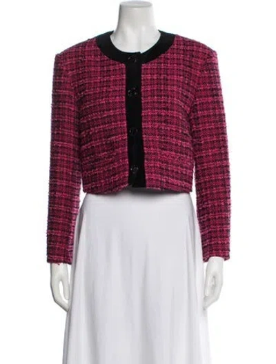 Pre-owned Sandro Tweed Pattern Evening Jacket In Pink