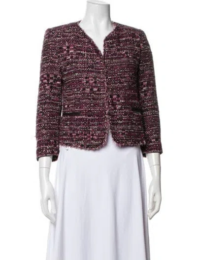 Pre-owned Sandro Tweed Pattern Evening Jacket In Pink