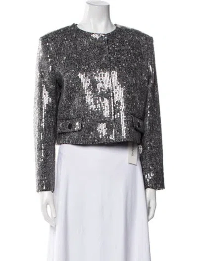 Pre-owned Sandro Tweed Pattern Evening Jacket In Silver