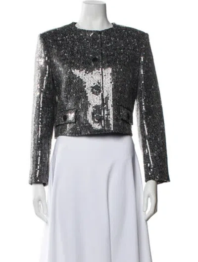 Pre-owned Sandro Tweed Pattern Evening Jacket W/ Tags In Gray