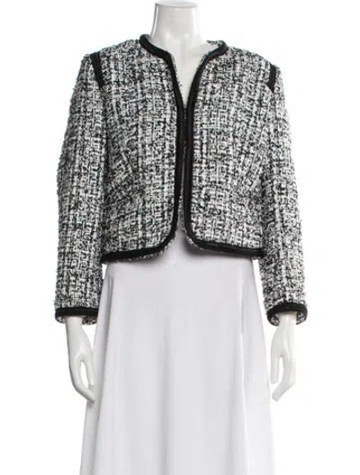 Pre-owned Sandro Tweed Pattern Evening Jacket In White