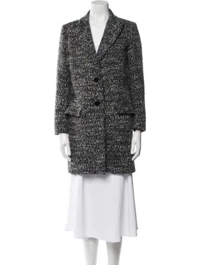 Pre-owned Sandro Tweed Pattern Faux Fur Coat In Gray