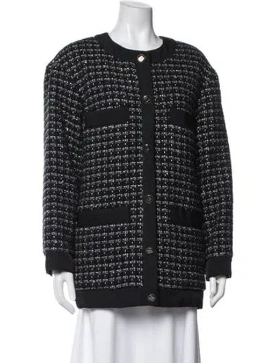 Pre-owned Sandro Tweed Pattern Jacket In Black/metallic