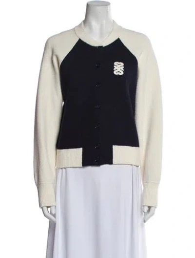 Pre-owned Sandro Tweed Pattern Jacket In Blue