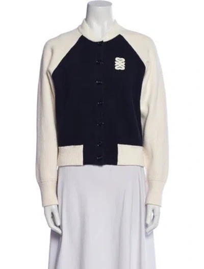 Pre-owned Sandro Tweed Pattern Jacket In Blue