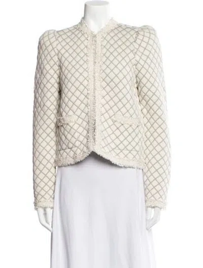 Pre-owned Sandro Tweed Pattern Jacket In Clear/metallic