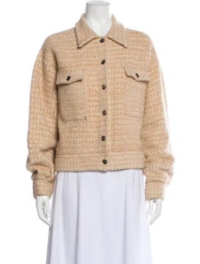 Pre-owned Sandro Tweed Pattern Jacket In Neutral