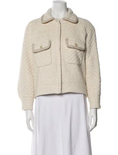 Pre-owned Sandro Tweed Pattern Jacket In Neutral