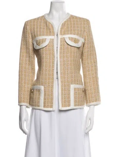 Pre-owned Sandro Tweed Pattern Jacket In Neutral