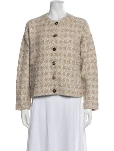 Pre-owned Sandro Tweed Pattern Jacket In Neutral