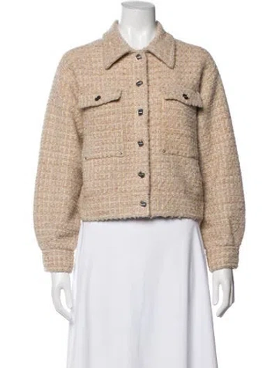 Pre-owned Sandro Tweed Pattern Jacket In Neutrals