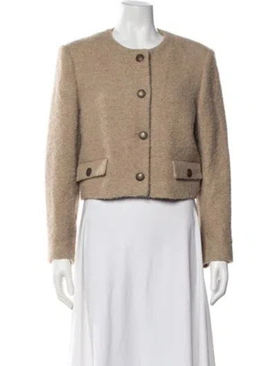 Pre-owned Sandro Tweed Pattern Jacket In Neutrals