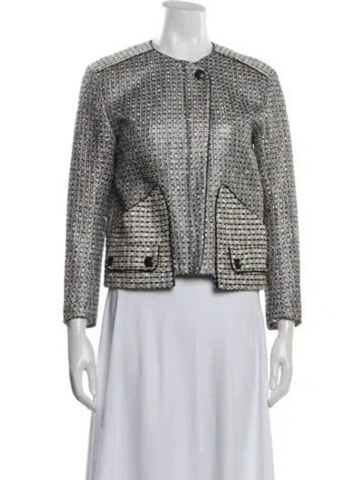 Pre-owned Sandro Tweed Pattern Jacket In Neutrals