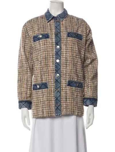 Pre-owned Sandro Tweed Pattern Jacket In Neutrals