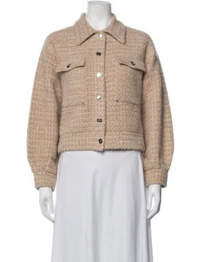 Pre-owned Sandro Tweed Pattern Jacket In Neutrals