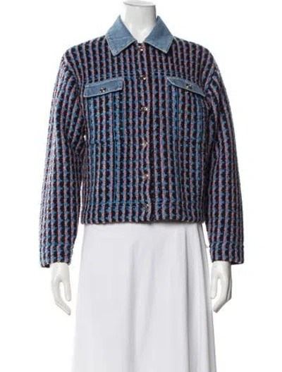 Pre-owned Sandro Tweed Pattern Jacket In Pink