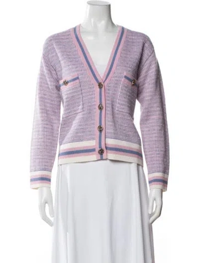 Pre-owned Sandro Tweed Pattern Jacket In Purple
