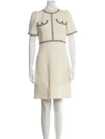 Pre-owned Sandro Tweed Pattern Knee-length Dress In Neutral
