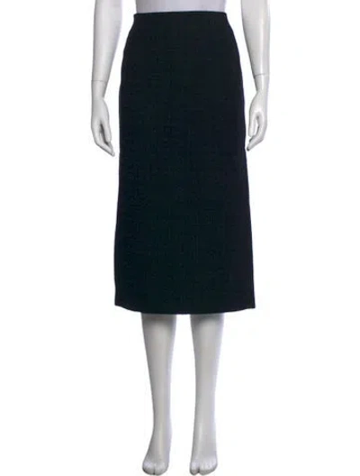 Pre-owned Sandro Tweed Pattern Midi Length Skirt In Black