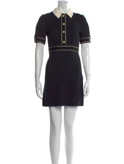 Pre-owned Sandro Tweed Pattern Mini Dress In Black