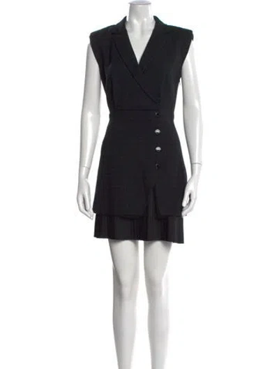 Pre-owned Sandro Tweed Pattern Mini Dress In Black