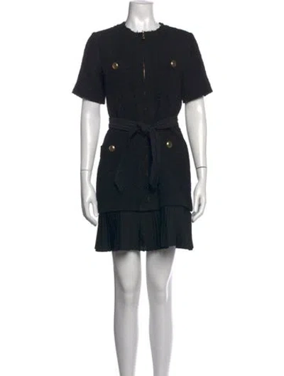 Pre-owned Sandro Tweed Pattern Mini Dress In Black