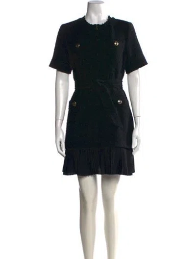 Pre-owned Sandro Tweed Pattern Mini Dress In Black
