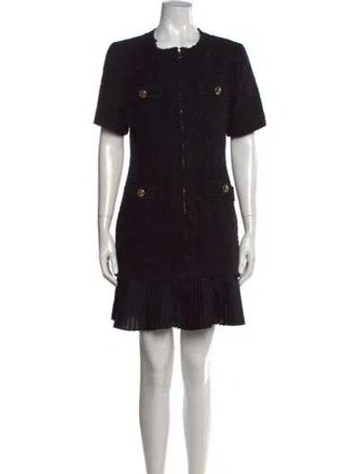 Pre-owned Sandro Tweed Pattern Mini Dress In Black
