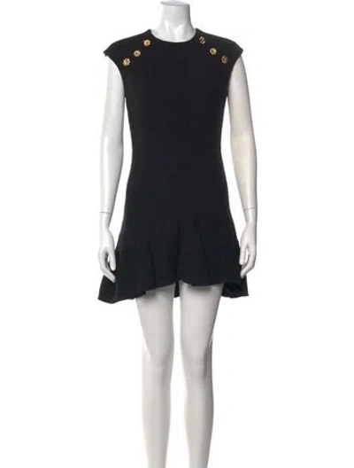 Pre-owned Sandro Tweed Pattern Mini Dress In Black