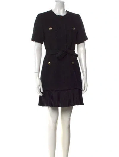 Pre-owned Sandro Tweed Pattern Mini Dress In Black