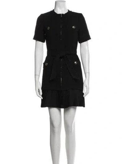Pre-owned Sandro Tweed Pattern Mini Dress In Black