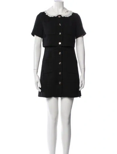 Pre-owned Sandro Tweed Pattern Mini Dress In Black