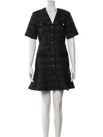 Pre-owned Sandro Tweed Pattern Mini Dress In Black/metallic
