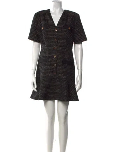 Pre-owned Sandro Tweed Pattern Mini Dress In Black/metallic